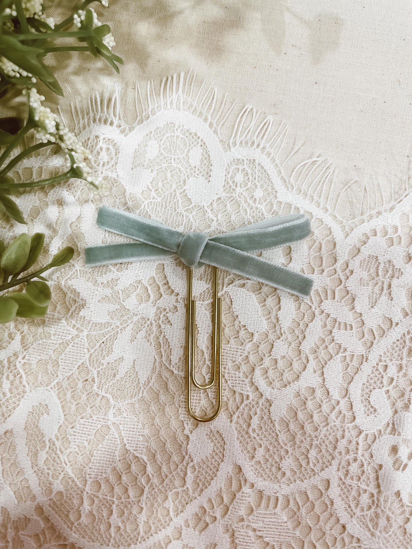 Seafoam ~ velvet mini bow bookmark