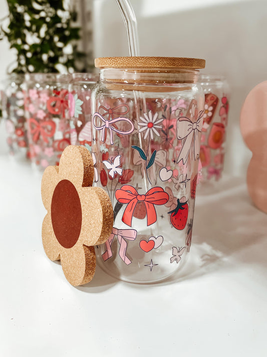 Lovely Bow - 16oz glass tumbler