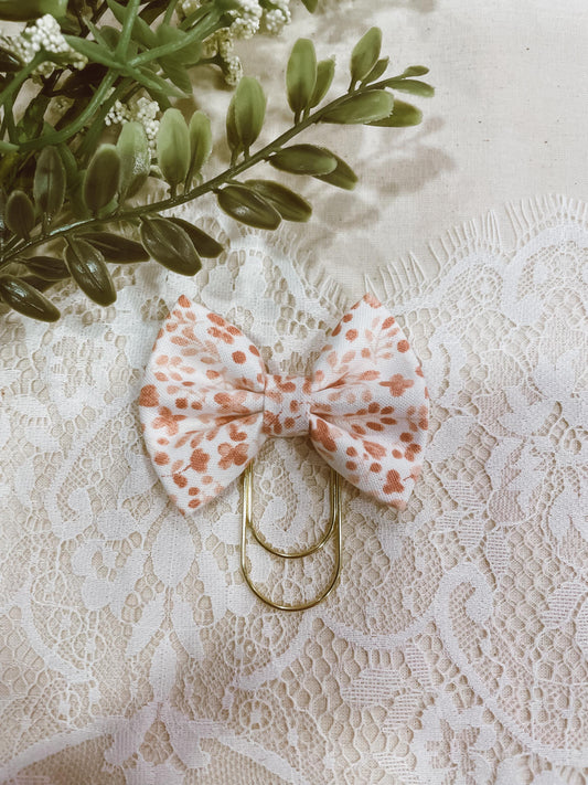 Blush floral- petite bow bookmark