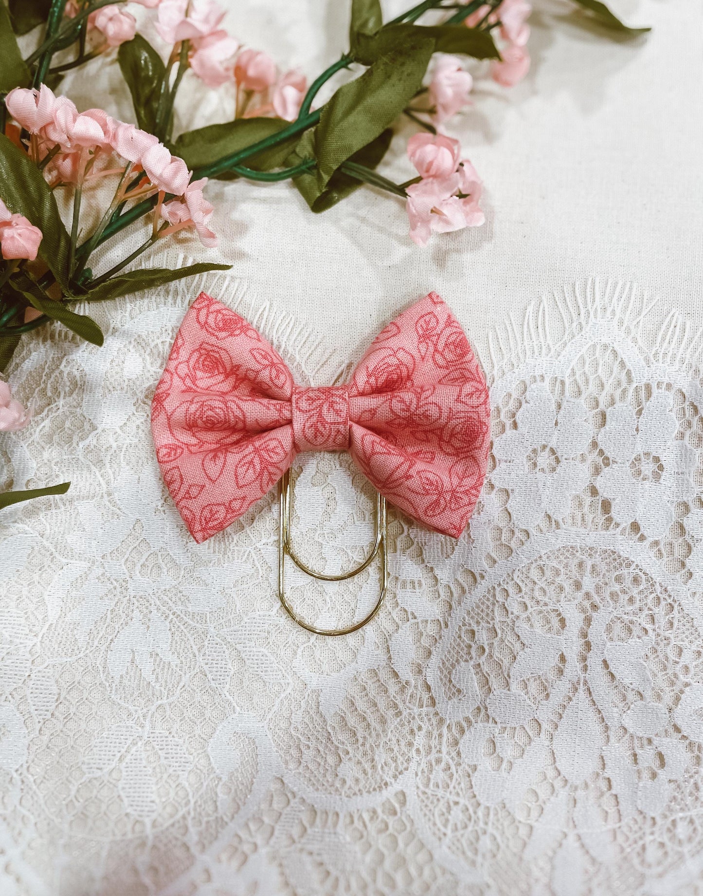 Delicate Rose - petite bow bookmark