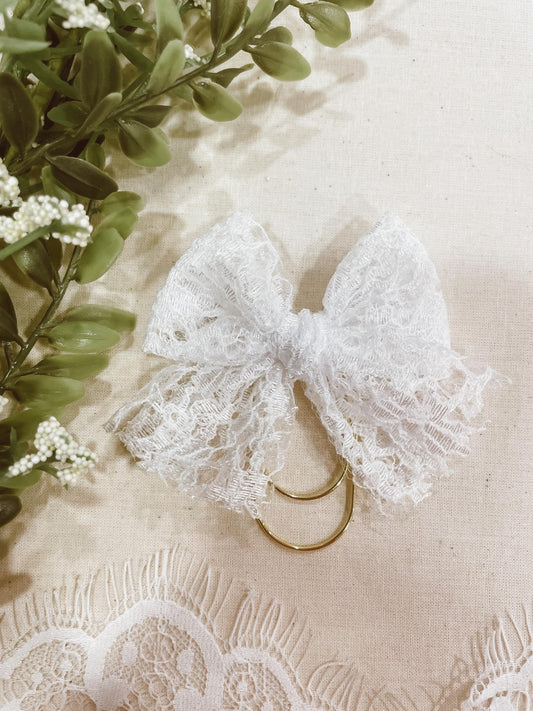 Little Lace White - bow bookmark